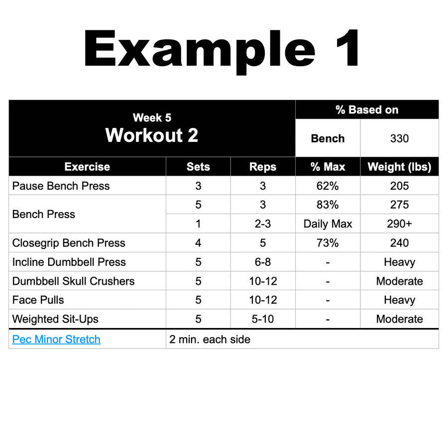 Custom Powerlifting Workout Program for Squats Example